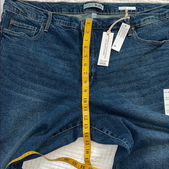 Code Bleu Deep Blue Denim JeansSize 20W High Rise Straight Leg New - Picture 5 of 13